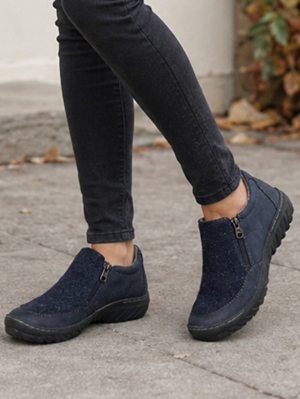 JBU by Jambu Crimson Memory Foam Faux Fur Slip On Shoes Navy 10M